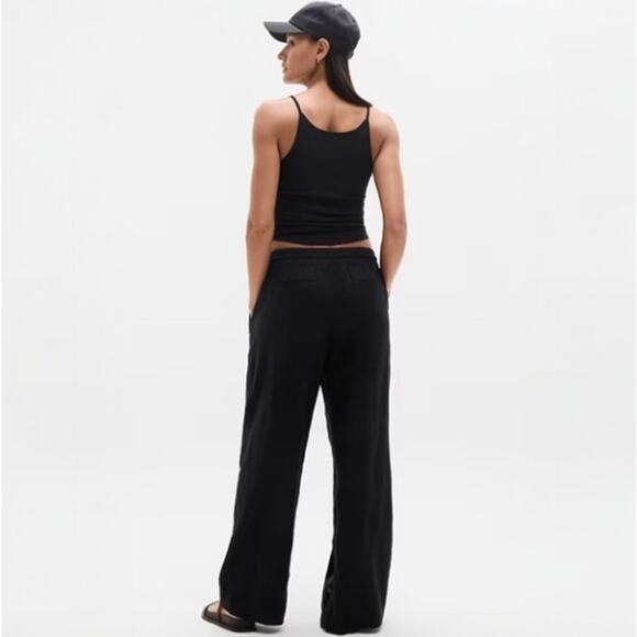 ATHLETA Retreat Linen Wide Leg High Rise Pant Black Sz 2X {3D11} - Picture 2 of 7